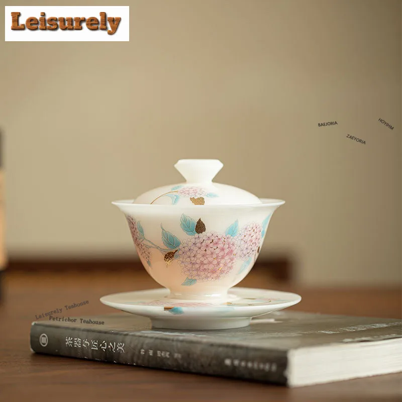 120ml Ice-type Sheep Fat Jade Hydrangea Gaiwan Handmade Tea Tureen Tea Bowl With Lid Kit Tea Brewing Cover Bowl For Tea Ornament
120ml Ice-type Sheep Fat Jade Hydrangea Gaiwan Handmade Tea Tureen Tea Bowl With Lid Kit Tea Brewing Cover Bowl For Tea Ornament