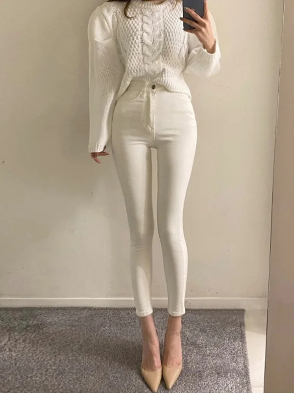 Comfortable High Waist Slimming Denim Capri Pants Korean Style Basic Fit Light Cream Sexy Butt Enhancing Cotton Stretch Denim
Comfortable High Waist Slimming Denim Capri Pants Korean Style Basic Fit Light Cream Sexy Butt Enhancing Cotton Stretch Denim