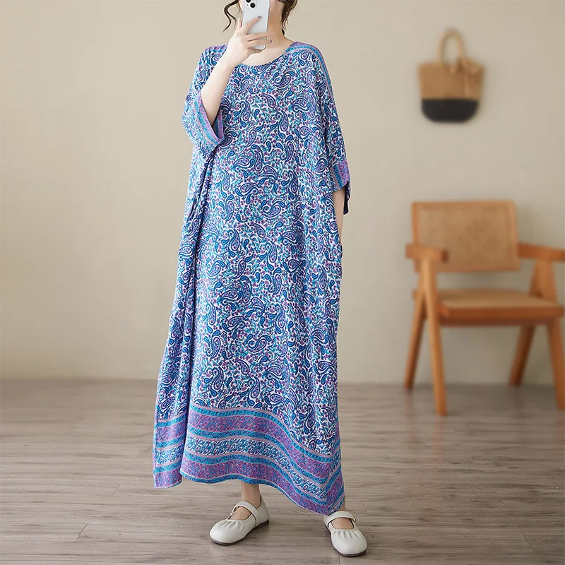 Loose Cotton Linen Women's Dress round Neck Sleeveless Large Size Fashion Retro Mommy Clothes Comfortable Summer Gown
Loose Cotton Linen Women's Dress round Neck Sleeveless Large Size Fashion Retro Mommy Clothes Comfortable Summer Gown