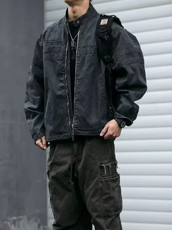 Retro American Waed Stand Collar Jaet Men's Spring Autumn Loose Versatile Detroit Workwear Coat Youth Faion Stand Fit
Retro American Waed Stand Collar Jaet Men's Spring Autumn Loose Versatile Detroit Workwear Coat Youth Faion Stand Fit