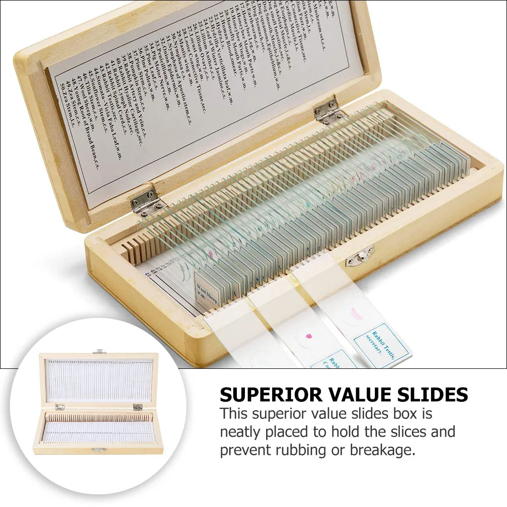 50-Slot Wooden Microscope Storage Box Natural Wood Case Metal Buckle Educational Science Lab Equipment Biology Specimens Slide
50-Slot Wooden Microscope Storage Box Natural Wood Case Metal Buckle Educational Science Lab Equipment Biology Specimens Slide