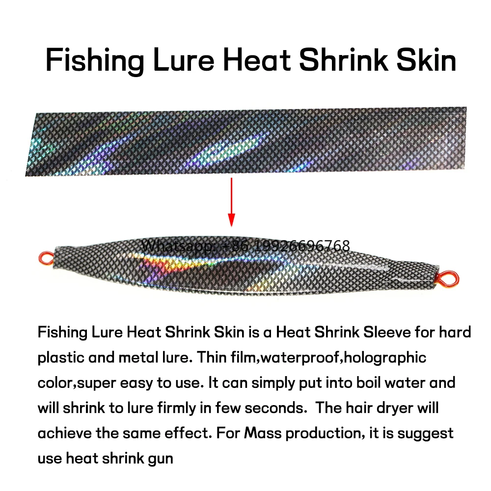 15cm*3cm Fishing Lure Heat Shrink Holographic Heat Shrink Film Sleeve DIY Fishing Material for Popper Metal Jigs factory
15cm*3cm Fishing Lure Heat Shrink Holographic Heat Shrink Film Sleeve DIY Fishing Material for Popper Metal Jigs factory