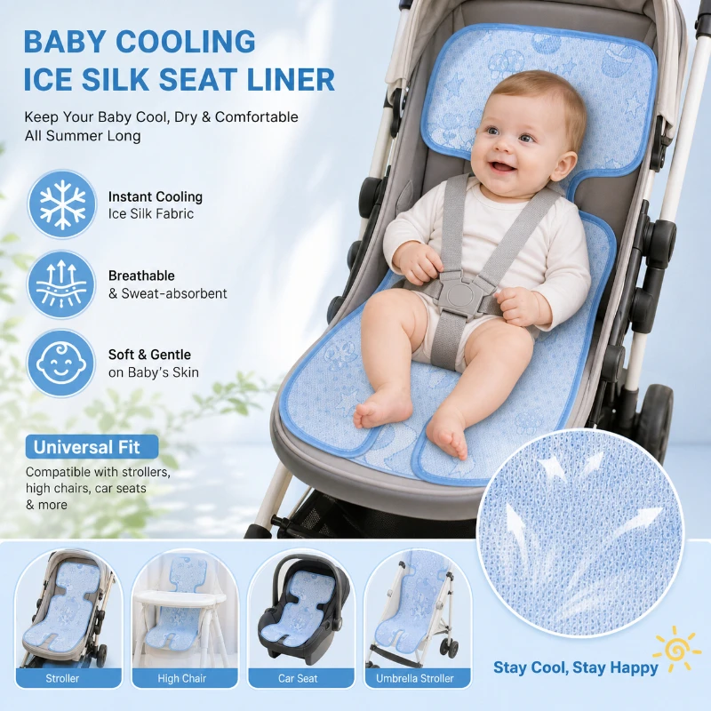 Universal Ice Fabric Car Seat Cooling Mat Washable Breathable Summer Baby Stroller Mat Baby Safety Seat Chair Cushion Pad
Universal Ice Fabric Car Seat Cooling Mat Washable Breathable Summer Baby Stroller Mat Baby Safety Seat Chair Cushion Pad
