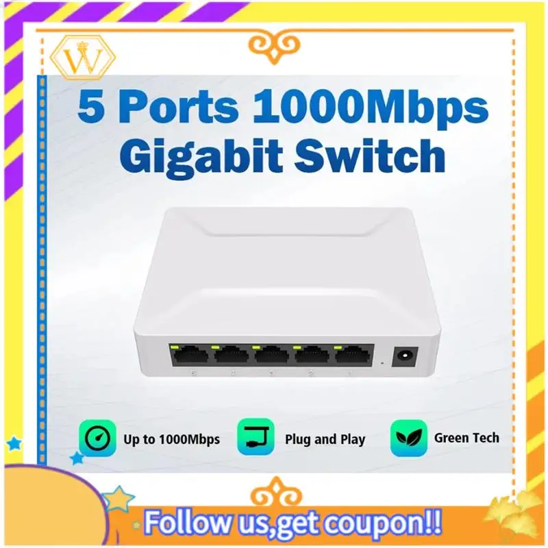 Network Switch 5 Port 100/1000Mbps Gigabit Network Ethernet Switch Adapter Fast RJ45 Ethernet Switcher LAN Hub US Plug Durable
Network Switch 5 Port 100/1000Mbps Gigabit Network Ethernet Switch Adapter Fast RJ45 Ethernet Switcher LAN Hub US Plug Durable