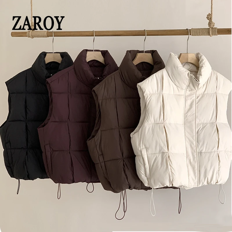 ZAROY Autumn Cotton-padded Women Vest Coat Winter Stand Collar Zipper Sleeveless Jacket Korea Casual Waistcoat Outerwear жил
ZAROY Autumn Cotton-padded Women Vest Coat Winter Stand Collar Zipper Sleeveless Jacket Korea Casual Waistcoat Outerwear жил