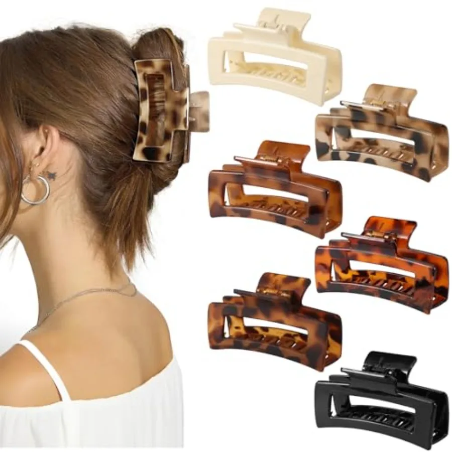 Rectangle tortoise shell claw clips for daily styling, acetate material, brown-black pattern, non-slip grip and strong hold for
Rectangle tortoise shell claw clips for daily styling, acetate material, brown-black pattern, non-slip grip and strong hold for