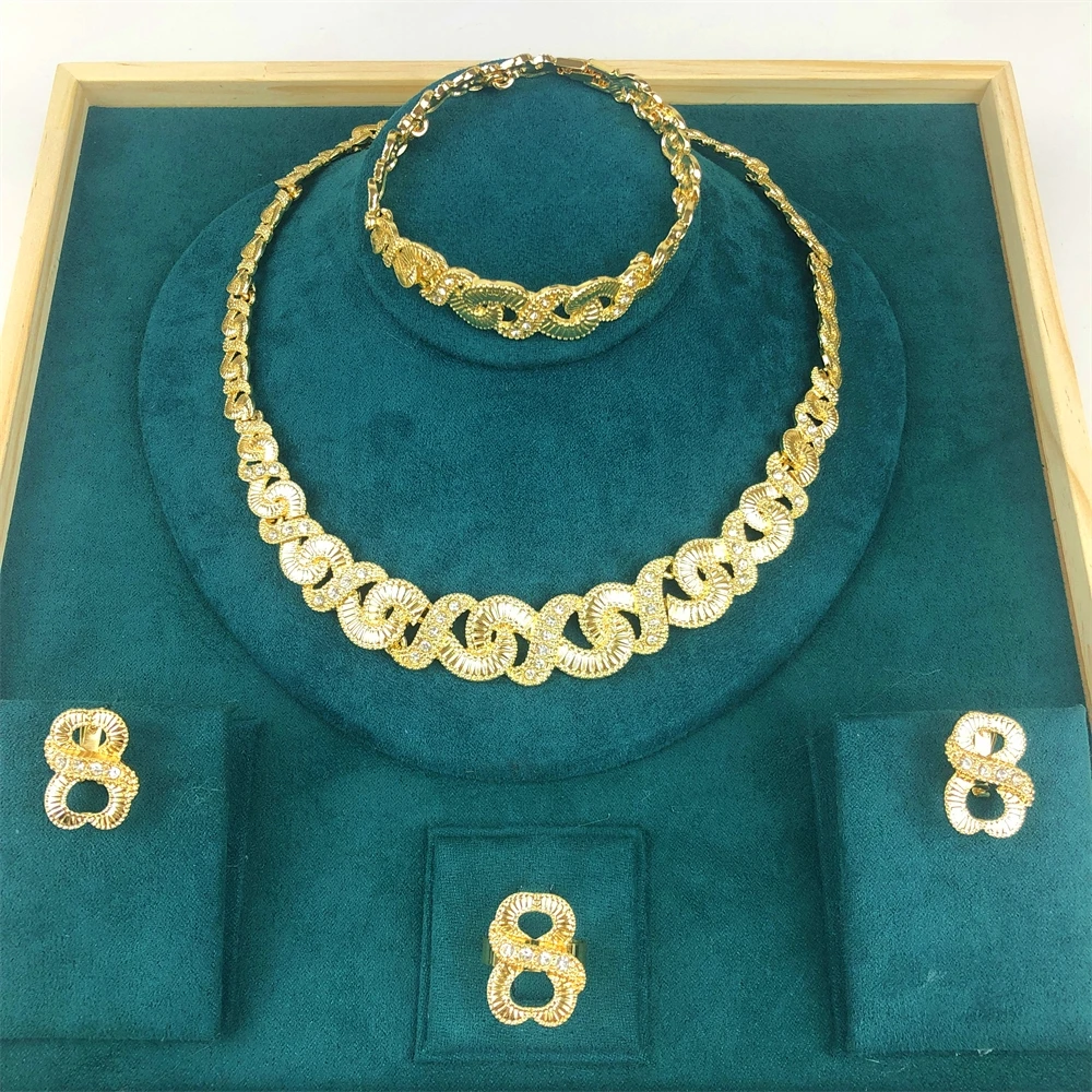 Nigerian Woman Jewelry Set Fashion Wedding Jewellery Luxury Necklace Classic Earrings Dubai 18K Gold Plated Charm Bracelet Ring
Nigerian Woman Jewelry Set Fashion Wedding Jewellery Luxury Necklace Classic Earrings Dubai 18K Gold Plated Charm Bracelet Ring