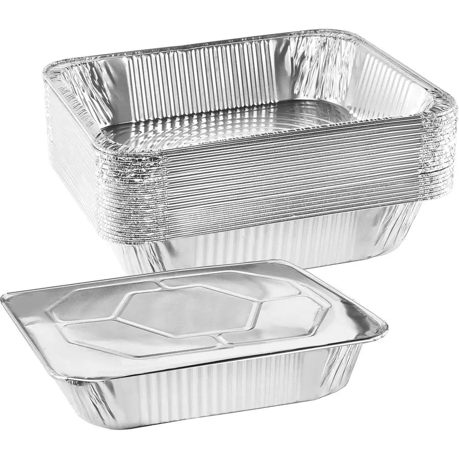 9x13 Disposable Aluminum Foil Pans With Lids Large Half Size Deep Steam Pan and Oven Buffet Trays Food Containers for Catering B
9x13 Disposable Aluminum Foil Pans With Lids Large Half Size Deep Steam Pan and Oven Buffet Trays Food Containers for Catering B