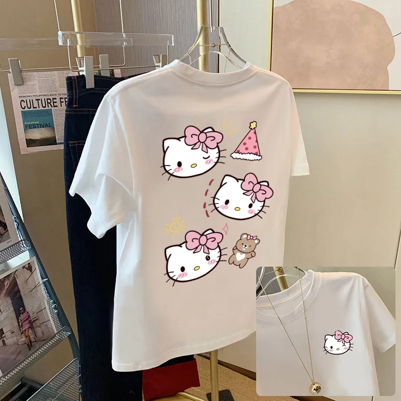 Vintage Kt Cat Print Short Sleeve T-shirt for Women and Men New Summer American Cartoon Loose Trend Top with Everything
Vintage Kt Cat Print Short Sleeve T-shirt for Women and Men New Summer American Cartoon Loose Trend Top with Everything