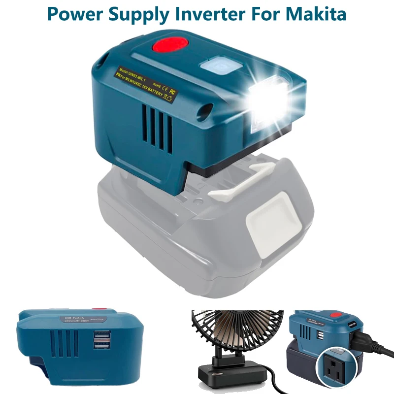 For Makita 18V Li-ion Battery 150W Power Supply Inverter Portable Power Station DC 18V to110V 220V AC with LED Light USB Phone
For Makita 18V Li-ion Battery 150W Power Supply Inverter Portable Power Station DC 18V to110V 220V AC with LED Light USB Phone