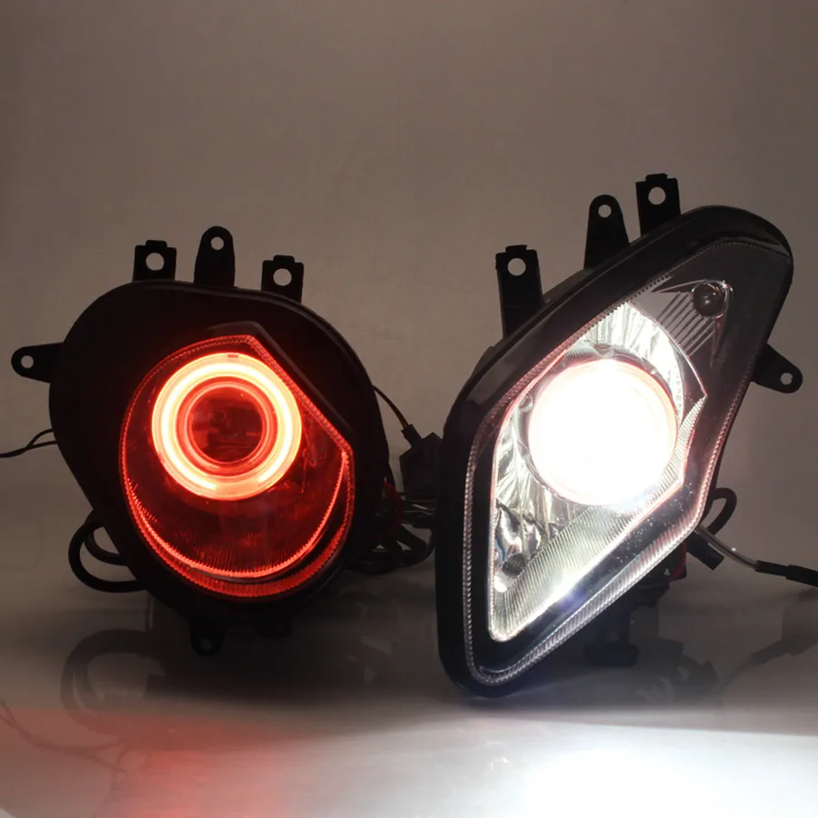 Motorcycle Headlight Custom Hi/Lo Beam HID Projector Headlamp Assembly Red Angel Eyes Head Light Fit For BMW S1000RR S1000
Motorcycle Headlight Custom Hi/Lo Beam HID Projector Headlamp Assembly Red Angel Eyes Head Light Fit For BMW S1000RR S1000