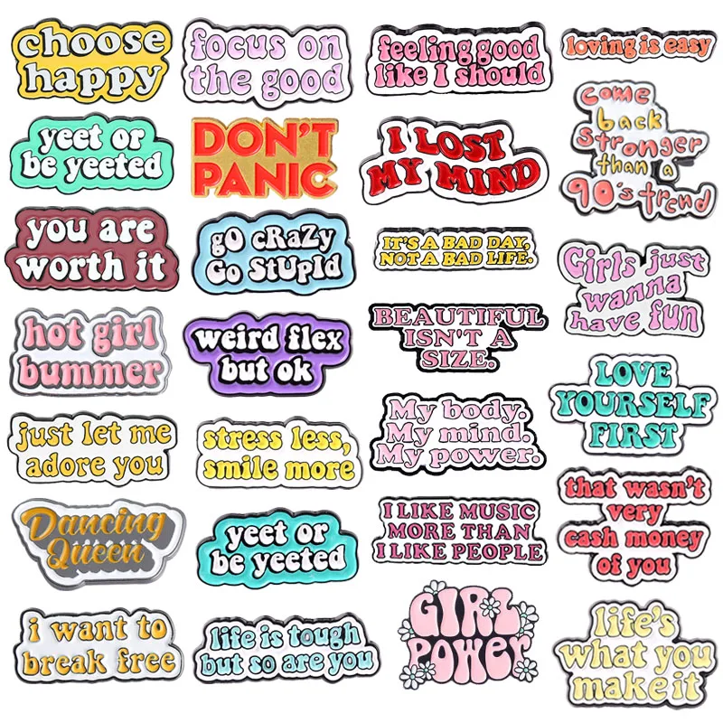 XEDZ Colourful Slogan Choose Happy Enamel Brooch Metal Lapel Pins Custom Creative You Are Worth It Hot Girl Bummer Badge Jewelry
XEDZ Colourful Slogan Choose Happy Enamel Brooch Metal Lapel Pins Custom Creative You Are Worth It Hot Girl Bummer Badge Jewelry