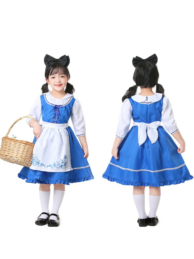 Хэллоуин, сине-белая юбка, костюм Алисы в стране чудес, женский игровой костюм служанки для взрослых и детей Dr
Хэллоуин, сине-белая юбка, костюм Алисы в стране чудес, женский игровой костюм служанки для взрослых и детей Dr