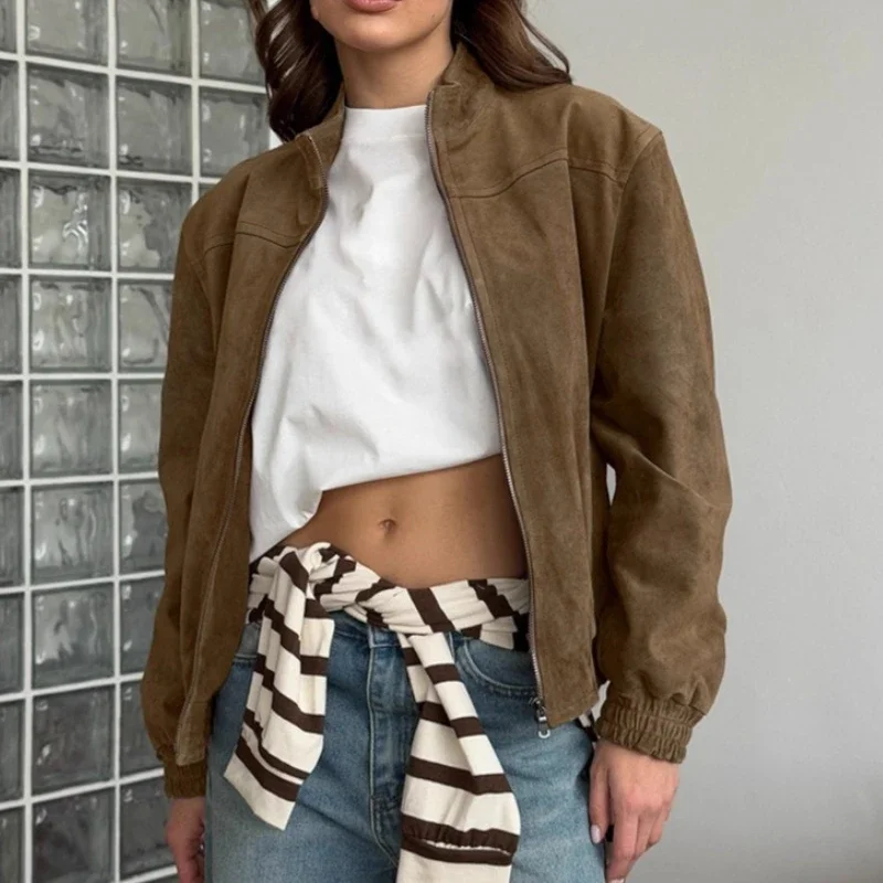 2026 Personalized Street Long Sleeved Stand Up Collar Jacket For Warm Women's Autumn And Winter Retro Jacket
2026 Personalized Street Long Sleeved Stand Up Collar Jacket For Warm Women's Autumn And Winter Retro Jacket