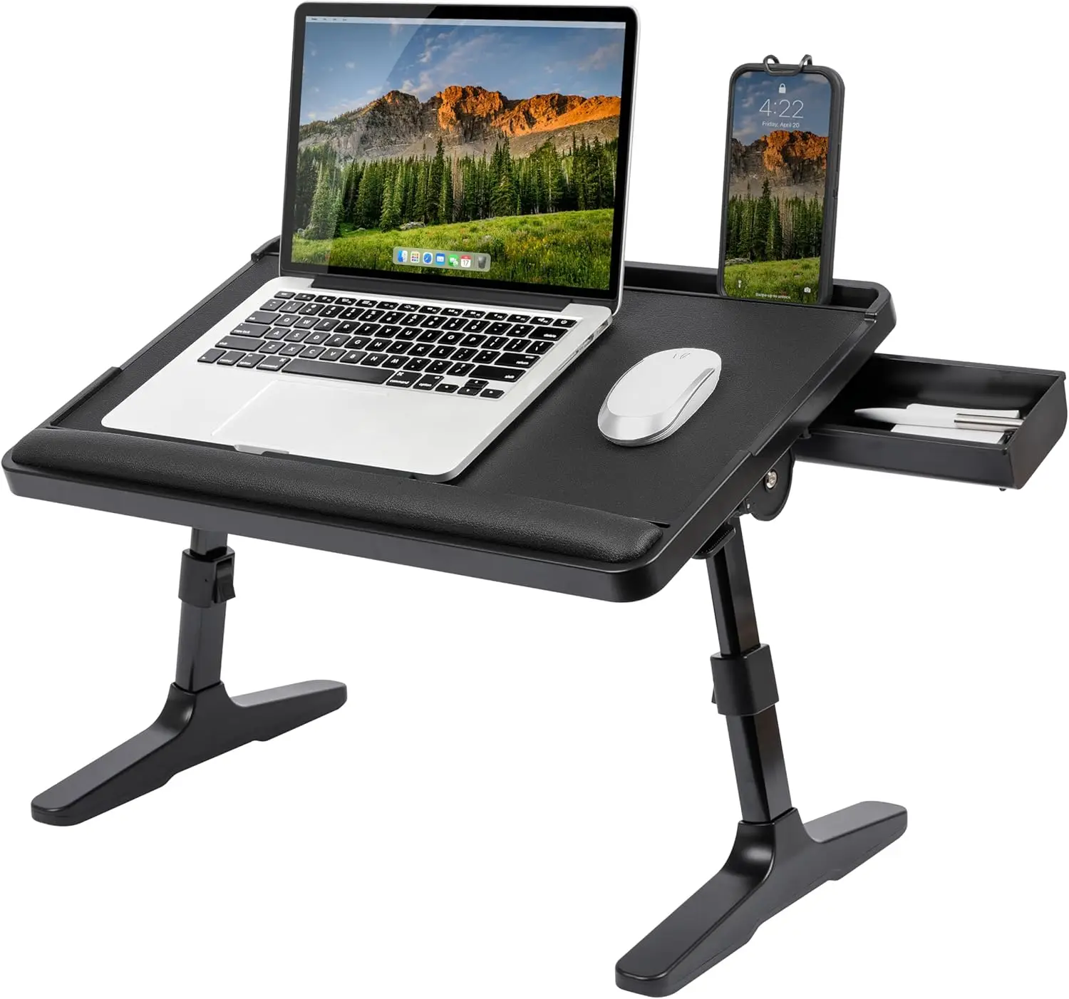 Регулируемый прикроватный столик для ноутбука с подставкой для запястья, отсеком для медиаустройств и выдвижным ящиком для хранения — подходит для ноутбуков до 17 дюймов
Регулируемый прикроватный столик для ноутбука с подставкой для запястья, отсеком для медиаустройств и выдвижным ящиком для хранения — подходит для ноутбуков до 17 дюймов