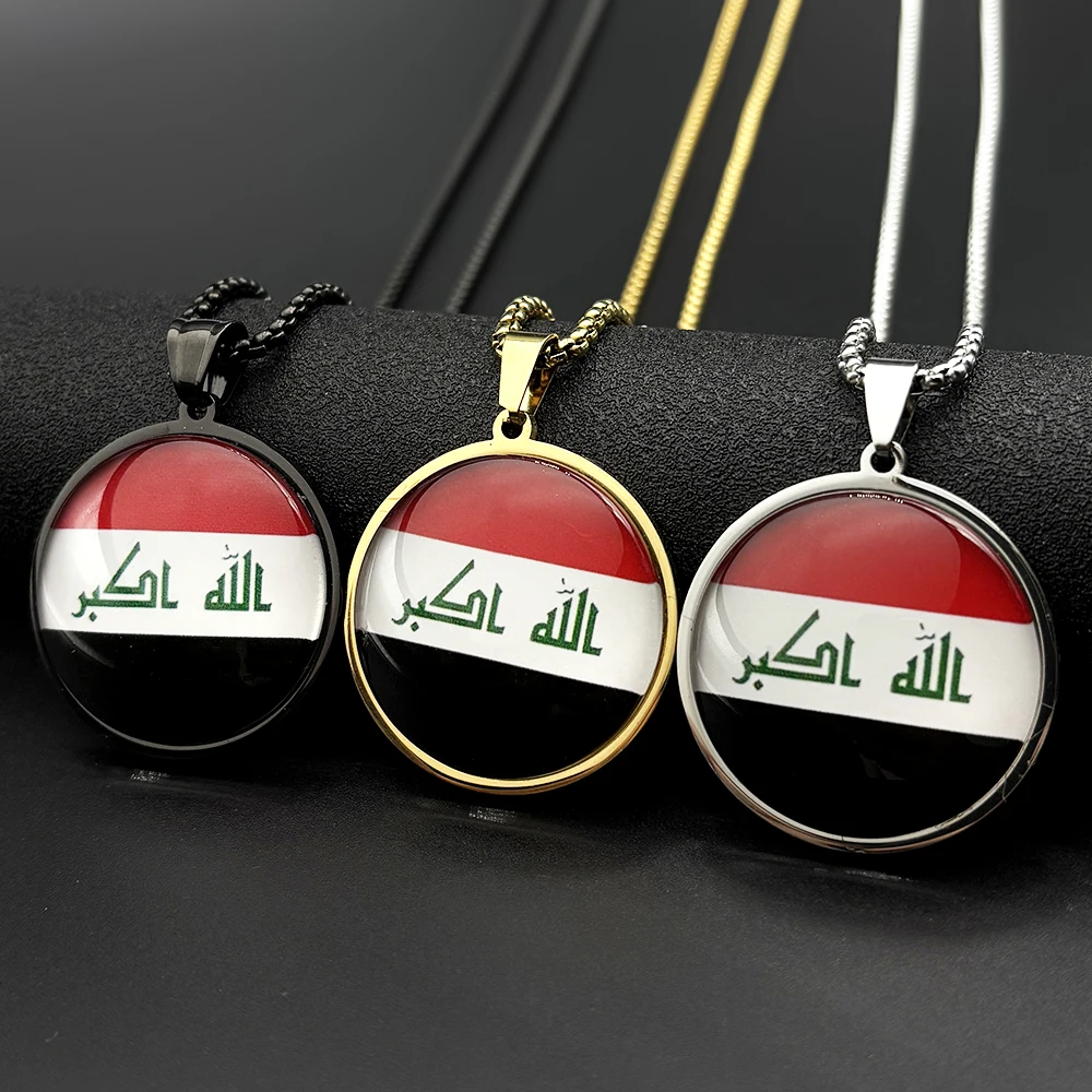 Stainless Steel Iraq Flag Glass Medal Pendant Necklace for Women Men Gold Silver Color Allah God Islamic Chain Jewelry Gift
Stainless Steel Iraq Flag Glass Medal Pendant Necklace for Women Men Gold Silver Color Allah God Islamic Chain Jewelry Gift