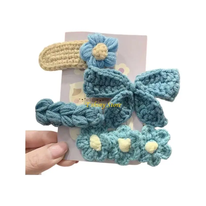 N58F 4 Piece Crochet Barrettes Pattern Butterfly and Flower Hairpin Headdress
N58F 4 Piece Crochet Barrettes Pattern Butterfly and Flower Hairpin Headdress