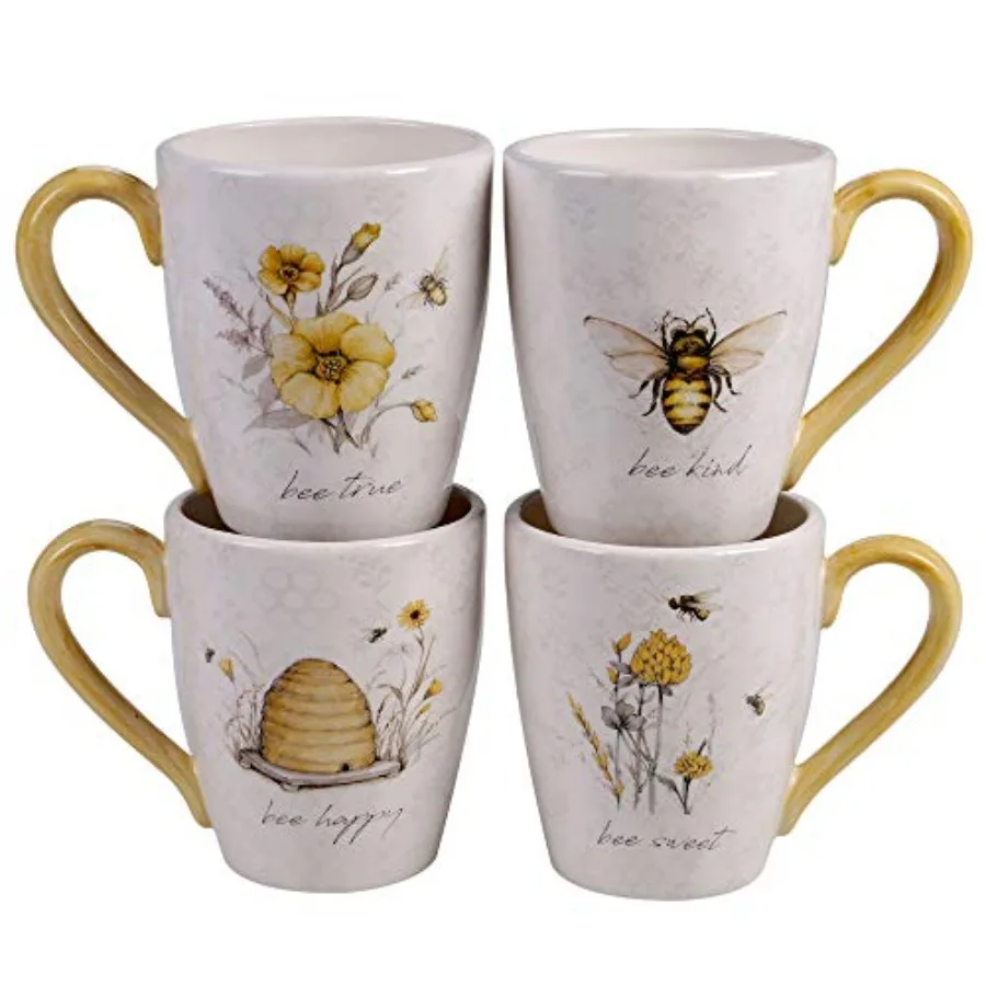 Набор из 4 больших керамических кружек Bee Sweet, 22 унции, для кофе, чая, горячего шоколада, с дизайном в стиле фермерского дома с пчелами и цветами, деревенские кружки увеличенного размера
Набор из 4 больших керамических кружек Bee Sweet, 22 унции, для кофе, чая, горячего шоколада, с дизайном в стиле фермерского дома с пчелами и цветами, деревенские кружки увеличенного размера