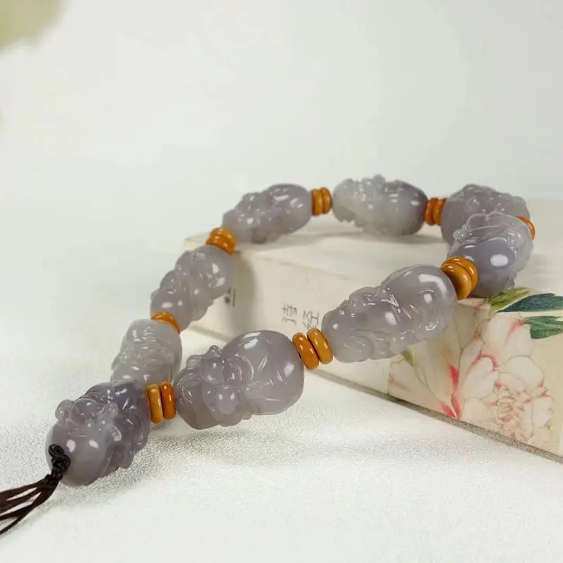 Nanyang Handheld Natural Hetian Qinghai Material Purple Jade Luo Han Bracelet
Nanyang Handheld Natural Hetian Qinghai Material Purple Jade Luo Han Bracelet