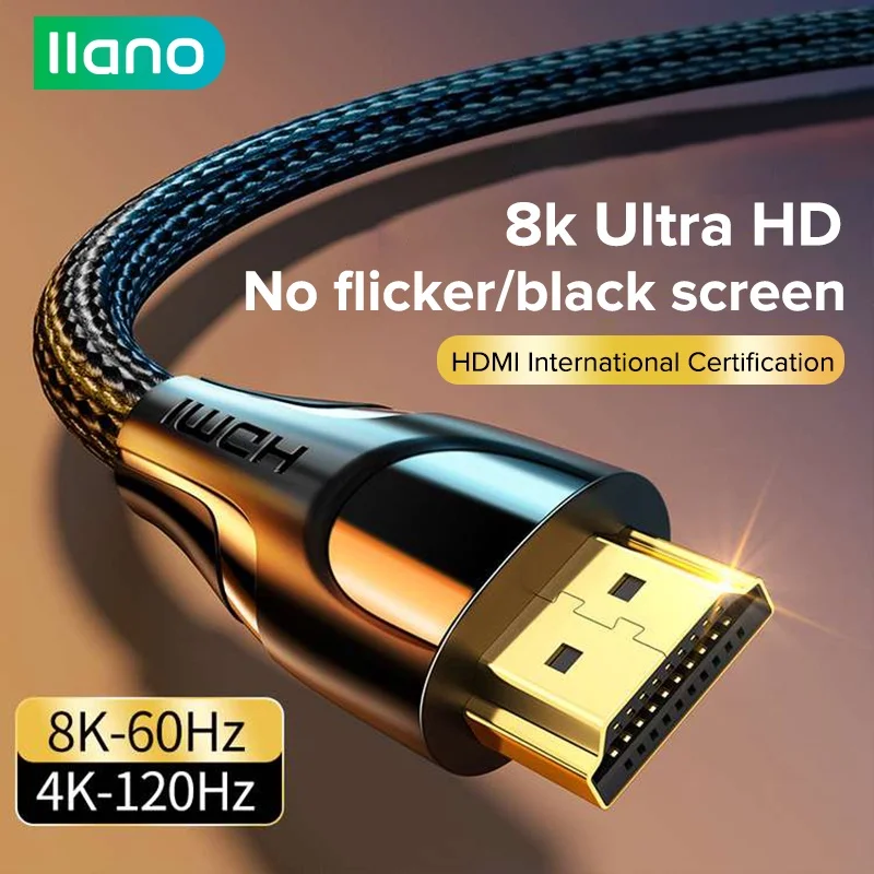 llano HDMI 8K 2.1 3D плетеный кабель HDMI-HDMI кабель 60 Гц/144 Гц сверхвысокоскоростной кабель передачи 48 Гбит/с 3D HDR кабель
llano HDMI 8K 2.1 3D плетеный кабель HDMI-HDMI кабель 60 Гц/144 Гц сверхвысокоскоростной кабель передачи 48 Гбит/с 3D HDR кабель