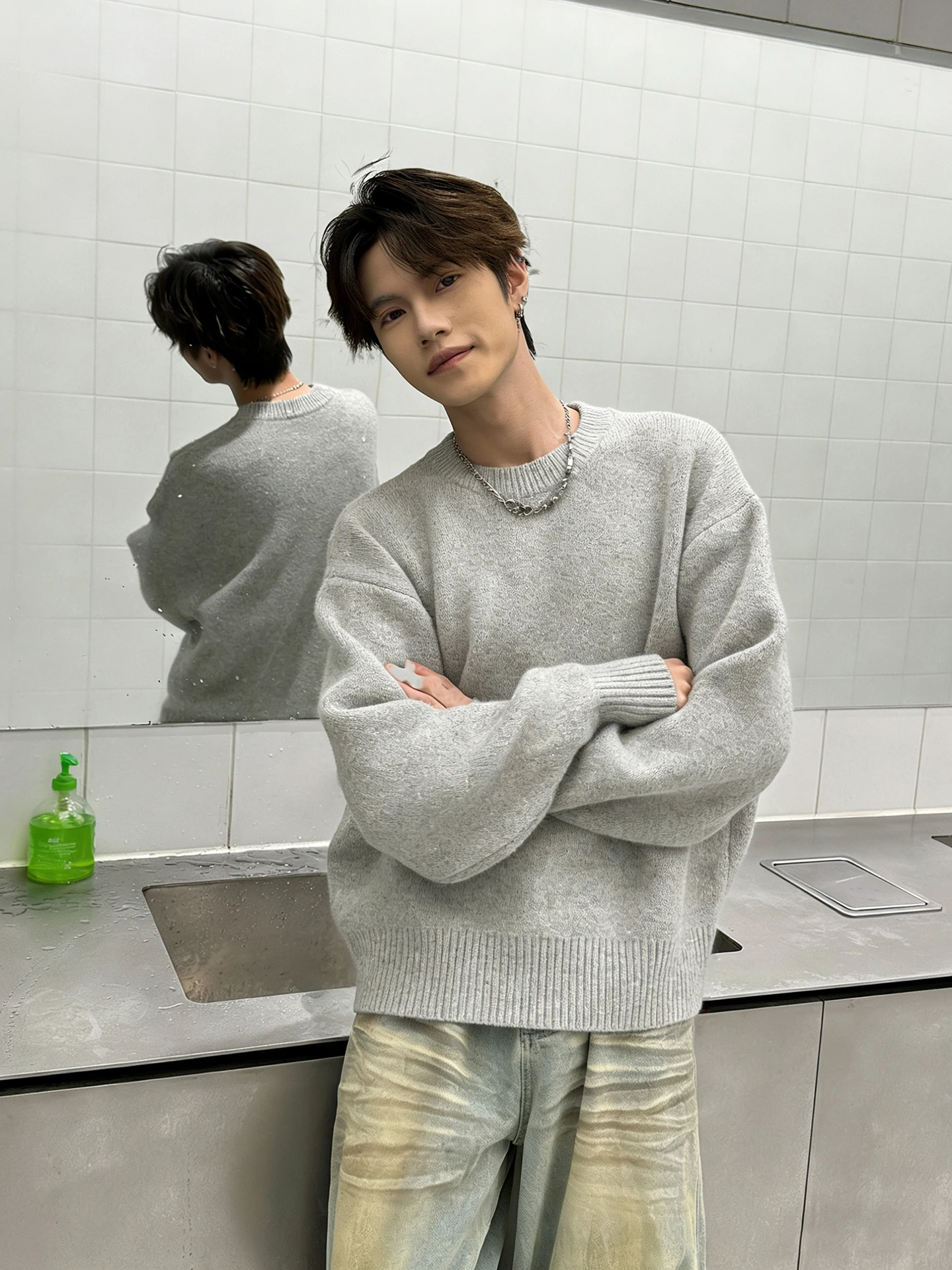 Men's Bla American Sle Knitted Sweater round Ne Fce Lined Thiened Winter Base irt Comfortable Polyester Fiber
Men's Bla American Sle Knitted Sweater round Ne Fce Lined Thiened Winter Base irt Comfortable Polyester Fiber