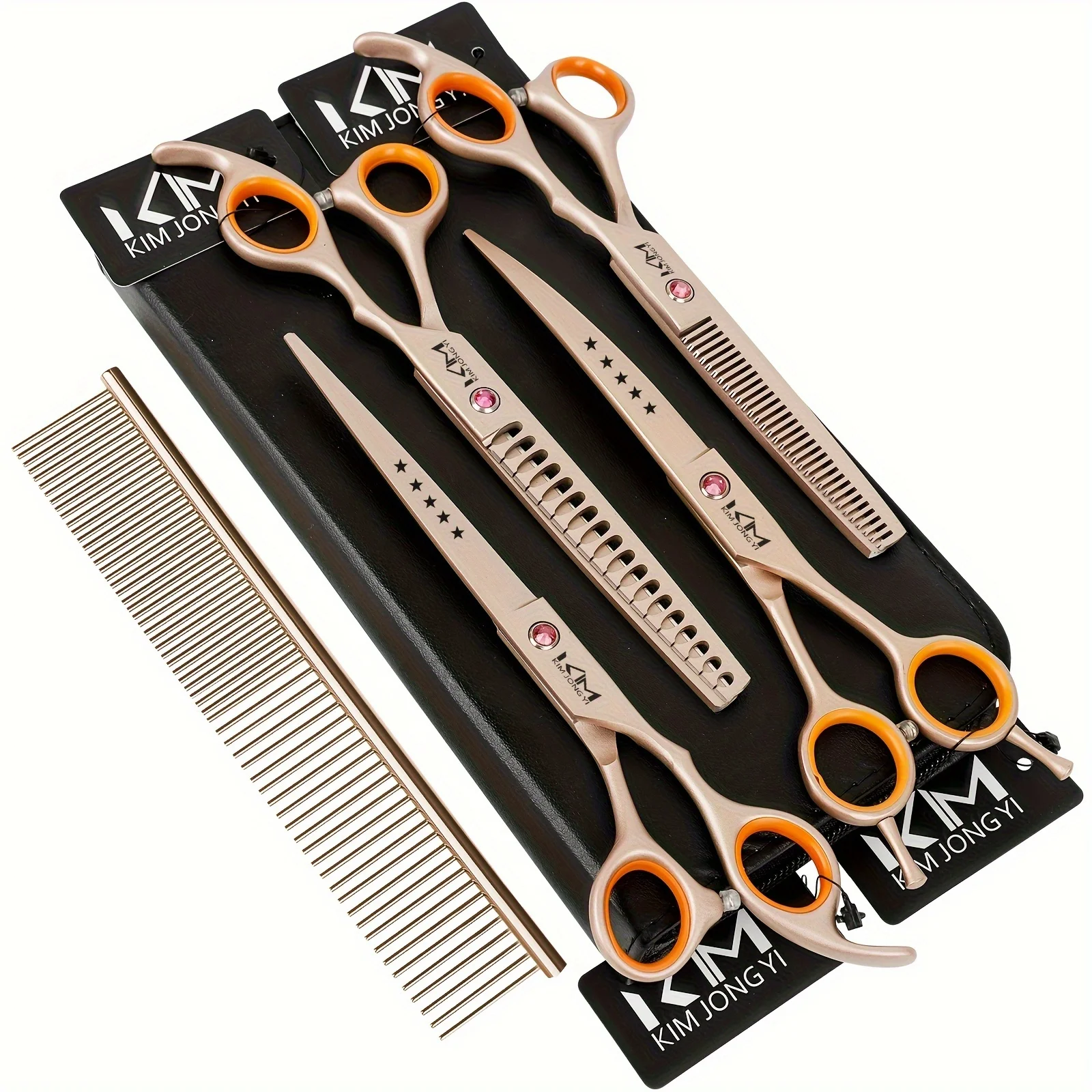 7. 5-inch professional dog grooming scissors set including straight scissors, fine scissors, curved scissors and coarse scissors
7. 5-inch professional dog grooming scissors set including straight scissors, fine scissors, curved scissors and coarse scissors