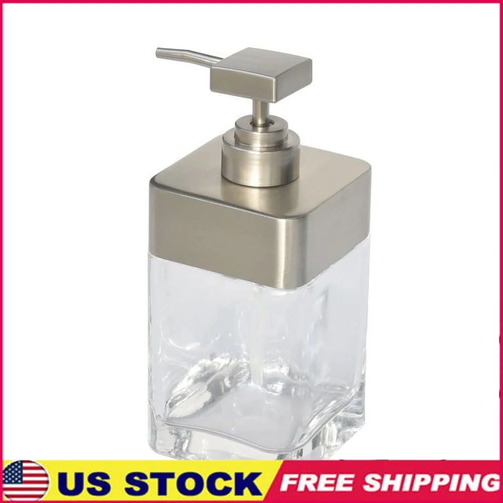 Квадратный металлический и стеклянный дозатор мыла, насос, современный винтажный держатель для лосьона, декоративный аксессуар для ванной комнаты и кухни, серебряный верх
Квадратный металлический и стеклянный дозатор мыла, насос, современный винтажный держатель для лосьона, декоративный аксессуар для ванной комнаты и кухни, серебряный верх