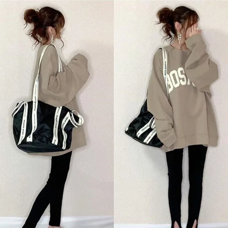 Loose Casual Long Sleeve round Neck Sweatshirt Letter Print Japanese Style Women's Fashion Spring Autumn Winter Top
Loose Casual Long Sleeve round Neck Sweatshirt Letter Print Japanese Style Women's Fashion Spring Autumn Winter Top