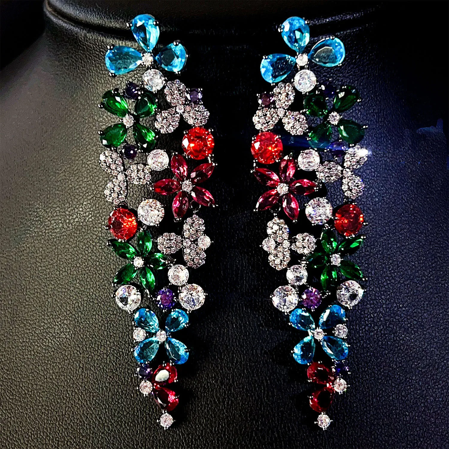 exquisite flower earrings for women luxury jewelry colorful zirconia silver gold color long plant dangling earrings female gift
exquisite flower earrings for women luxury jewelry colorful zirconia silver gold color long plant dangling earrings female gift