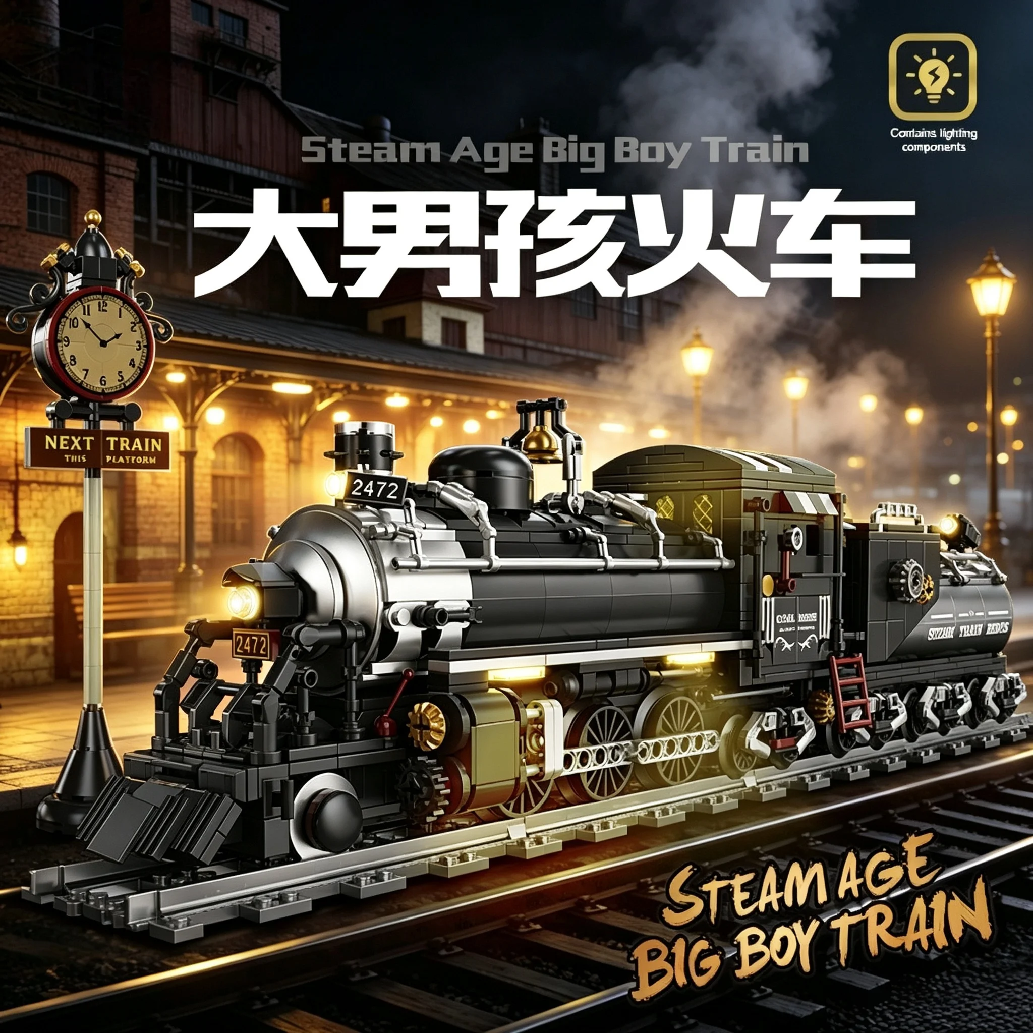 Vintage Steam Age Train Rail Track Blocks Lights System Steam Railway Design DIY Desktop Ornament Hand-built Toy Birthday Gifts
Vintage Steam Age Train Rail Track Blocks Lights System Steam Railway Design DIY Desktop Ornament Hand-built Toy Birthday Gifts