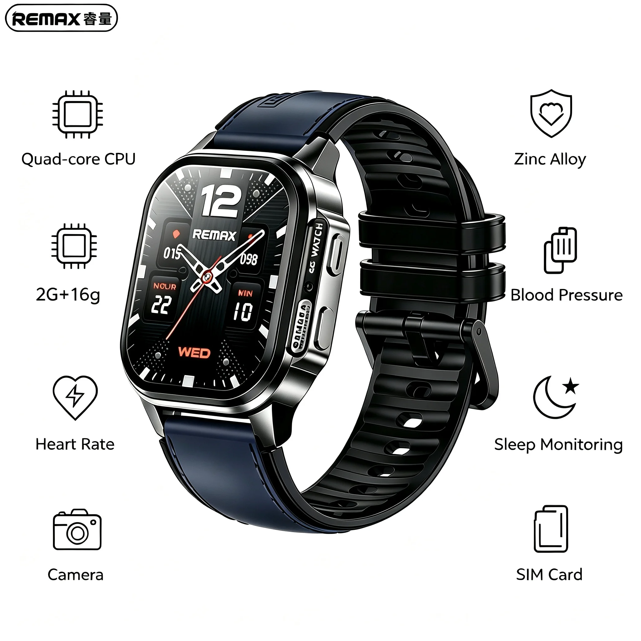REMAX 4G Android Smart Watch 2.13 AMOLED Display GPS Navigation 2GB 16GB 950mAh Battery Video Call Heart Rate Monitor
REMAX 4G Android Smart Watch 2.13 AMOLED Display GPS Navigation 2GB 16GB 950mAh Battery Video Call Heart Rate Monitor