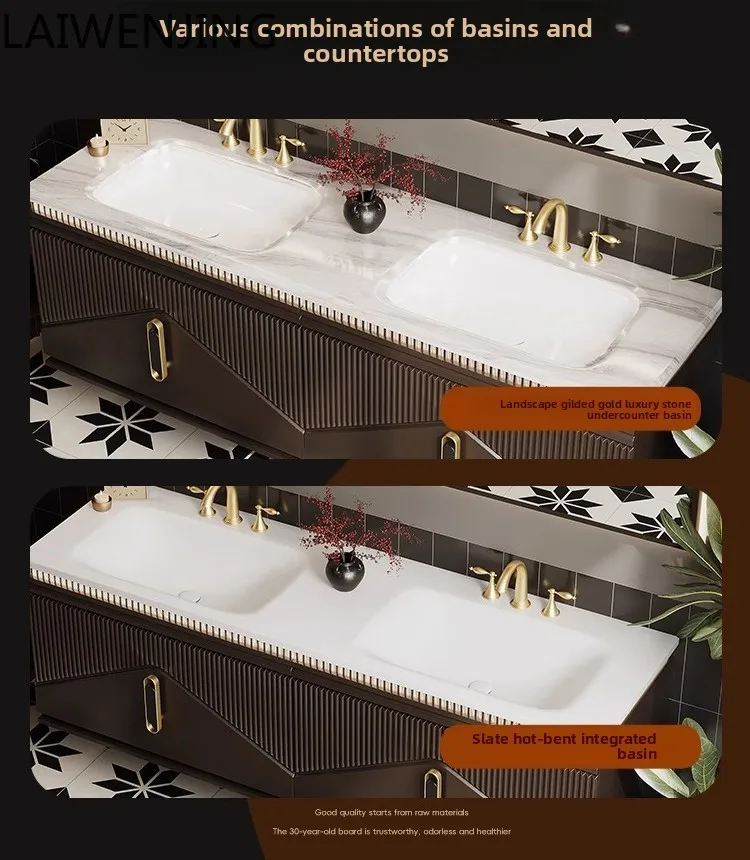 HLZ high-end rock slab hot bending integrated basin bathroom cabinet combination double basin hand wash face table
HLZ high-end rock slab hot bending integrated basin bathroom cabinet combination double basin hand wash face table