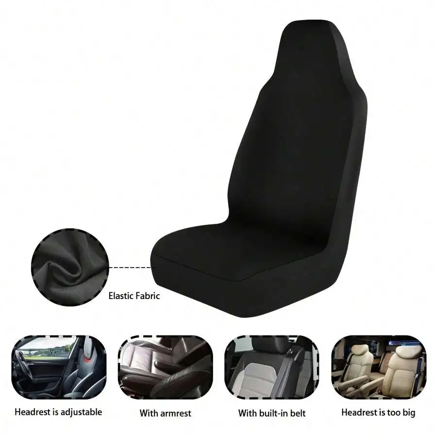 Universal Black Elastic Car Seat Cover For Front Seat, Washable With Adjustable Headrest And Armrest
Universal Black Elastic Car Seat Cover For Front Seat, Washable With Adjustable Headrest And Armrest