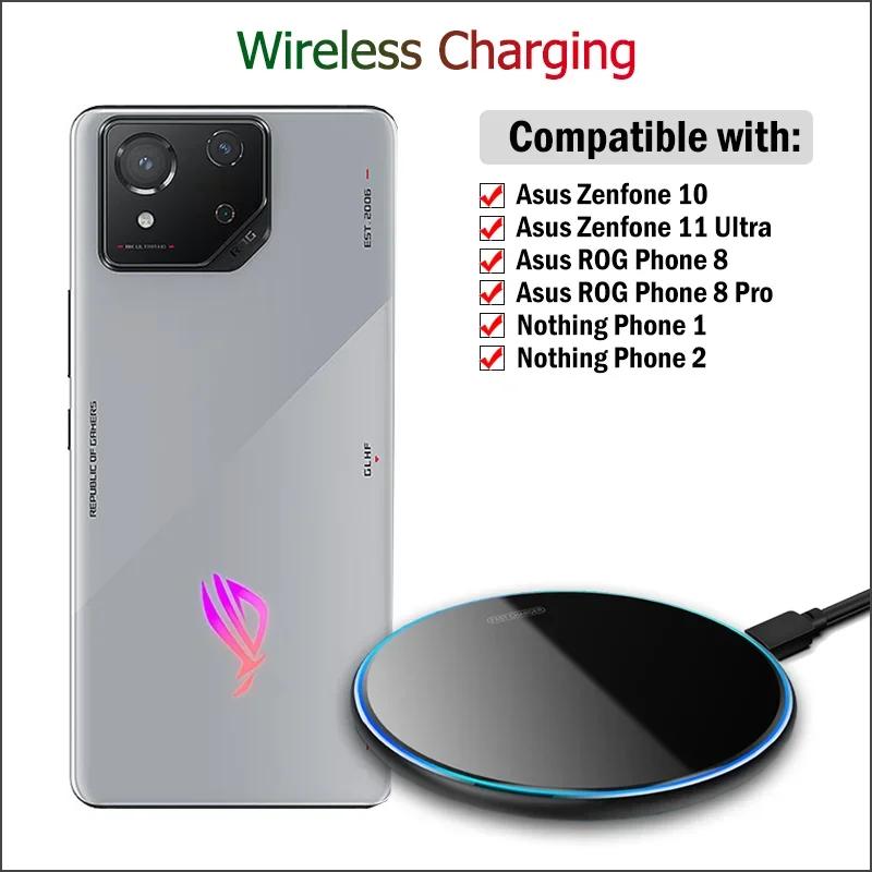 Беспроводное зарядное устройство 15 Вт для Asus Zenfone 10/11 Ultra/ROG Phone 8/8 Pro/Never Phone 1 2
Беспроводное зарядное устройство 15 Вт для Asus Zenfone 10/11 Ultra/ROG Phone 8/8 Pro/Never Phone 1 2