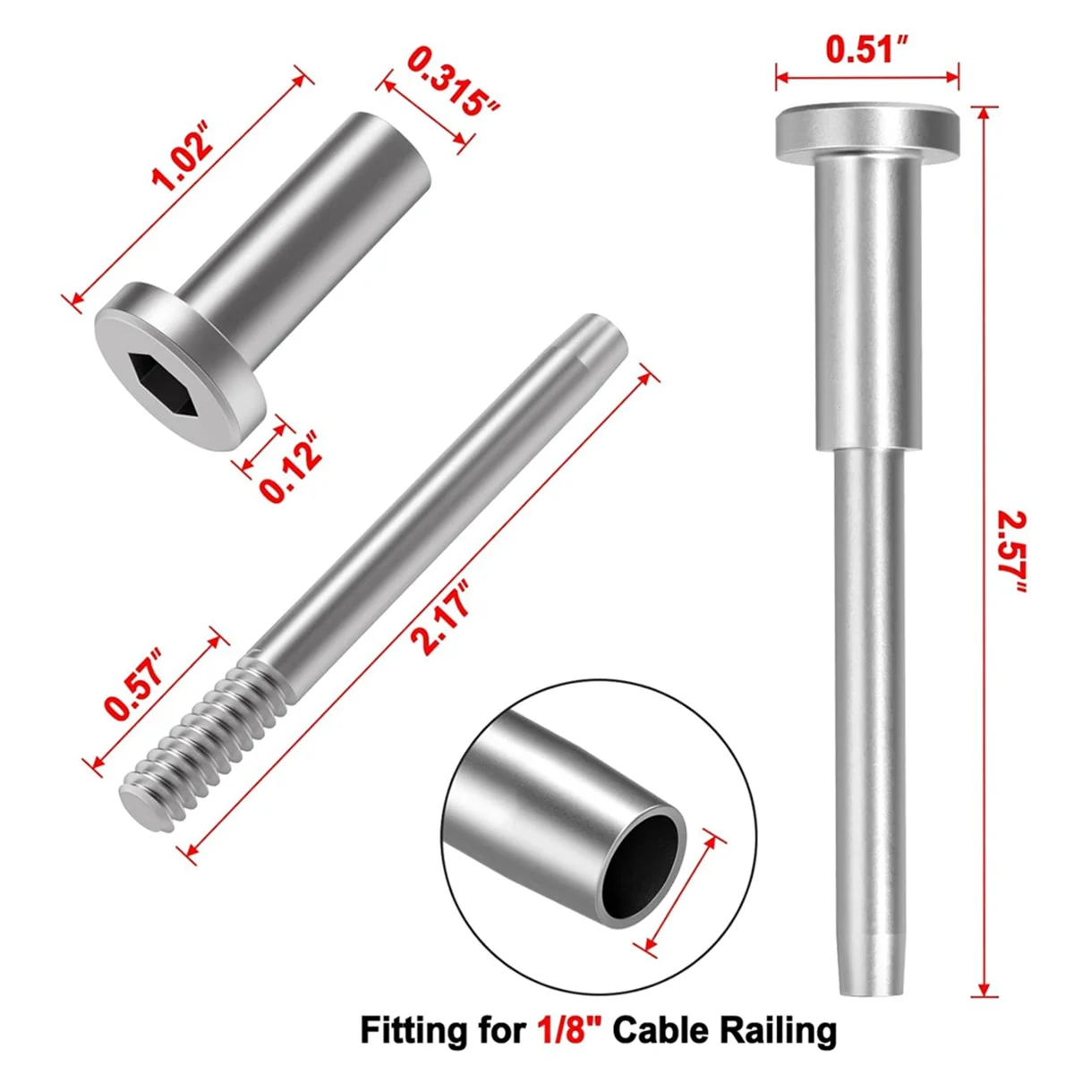 A11I 50 Pack Cable Railing Kit, T316 Stainless Steel 1/8In Receiver and Swage Stud End for Cable Railing
A11I 50 Pack Cable Railing Kit, T316 Stainless Steel 1/8In Receiver and Swage Stud End for Cable Railing