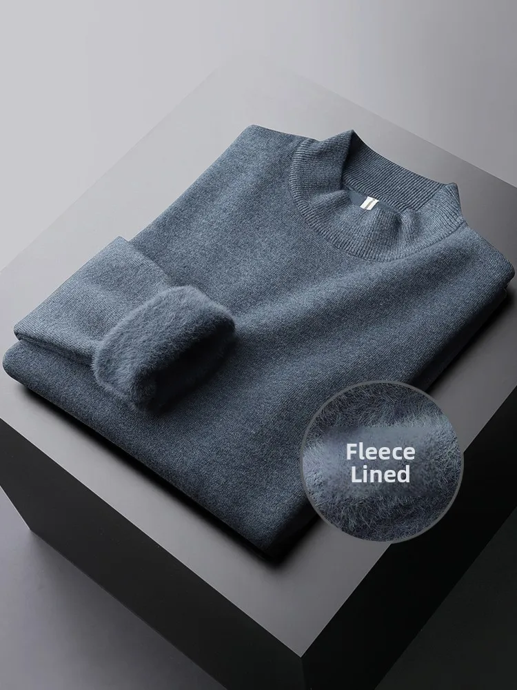 Мужской зимний свитер с флисовой подкладкой, вязаный, с воротником-стойкой, приталенный, модная базовая рубашка для делового стиля
Мужской зимний свитер с флисовой подкладкой, вязаный, с воротником-стойкой, приталенный, модная базовая рубашка для делового стиля