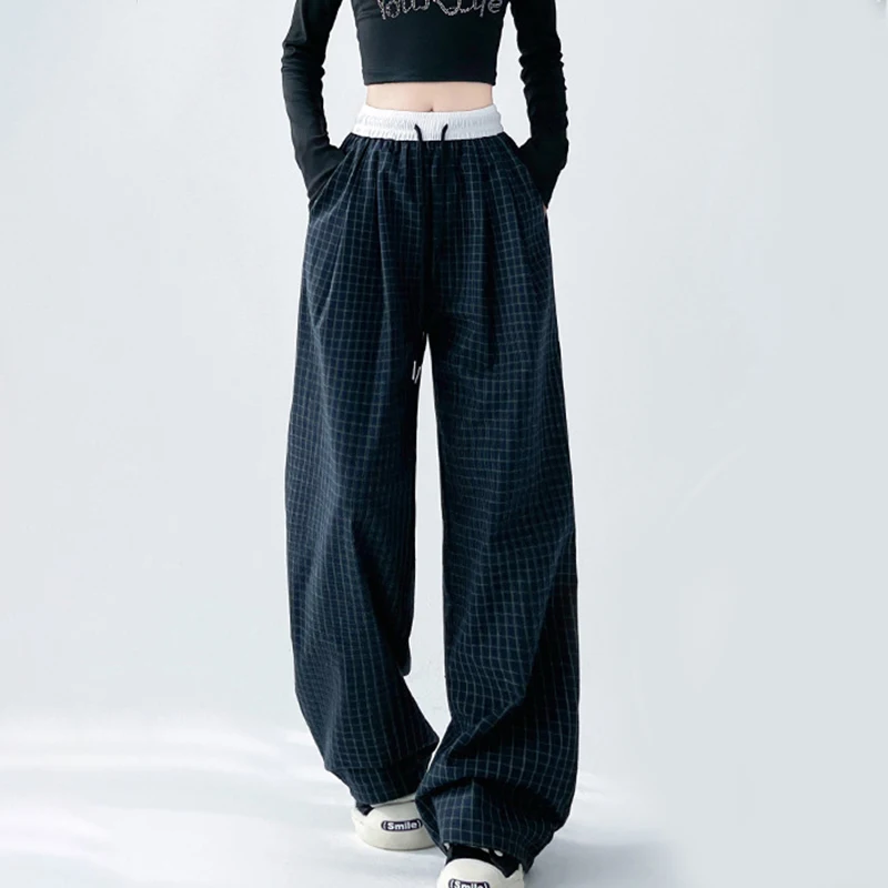 Stylish Clash Color White Waist Wide Leg Pants Women Summer High Waist Drape Navy Blue Trousers Casual Loose Drawstring Pants
Stylish Clash Color White Waist Wide Leg Pants Women Summer High Waist Drape Navy Blue Trousers Casual Loose Drawstring Pants