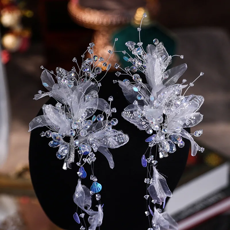 Bridal Headdress Korean Style Shiny Tassel Hairclips Super Mori Style Yarn Headdress Flower Side Clip Wedding Dress Accessories
Bridal Headdress Korean Style Shiny Tassel Hairclips Super Mori Style Yarn Headdress Flower Side Clip Wedding Dress Accessories