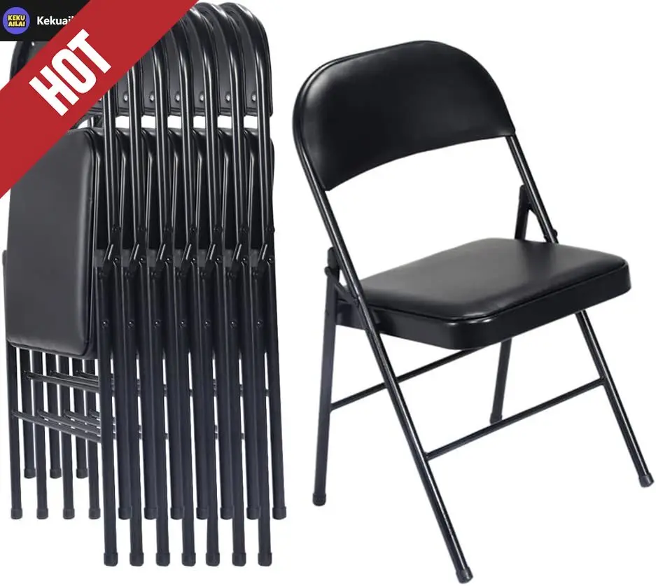 HOT-6 Pack Black Folding Chairs With Padded Seats For Outdoor & Indoor, Portable Stackable Commercial Seat With Steel Frame
HOT-6 Pack Black Folding Chairs With Padded Seats For Outdoor & Indoor, Portable Stackable Commercial Seat With Steel Frame