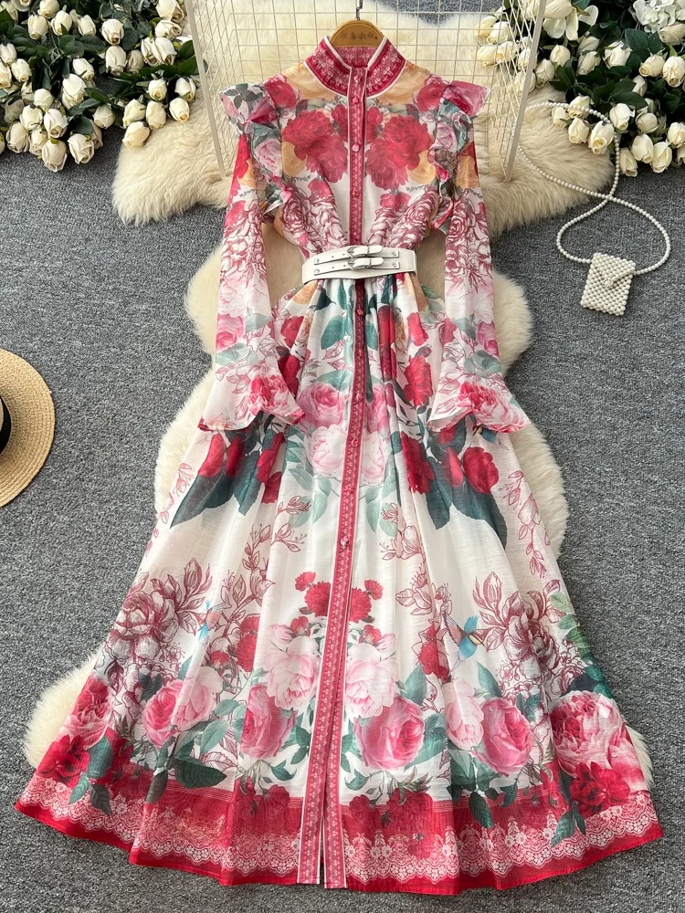 Romantic Style Slim Fit Floral Print Dress Women's Long Sleeve Waist Cinched Slimming A-Line Skirt High End Vacation Style
Romantic Style Slim Fit Floral Print Dress Women's Long Sleeve Waist Cinched Slimming A-Line Skirt High End Vacation Style