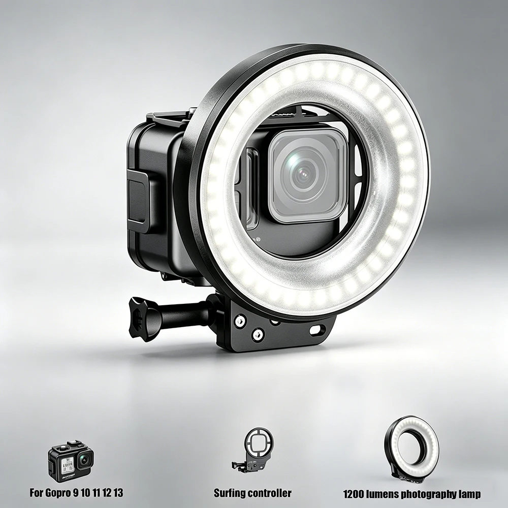Набор из 3 предметов для подводной фотосъемки для камер Gopro 9, 10, 11, 12, 13: алюминиевый корпус + рамка для фильтра 67 мм + кольцевая лампа 1200 лм
Набор из 3 предметов для подводной фотосъемки для камер Gopro 9, 10, 11, 12, 13: алюминиевый корпус + рамка для фильтра 67 мм + кольцевая лампа 1200 лм