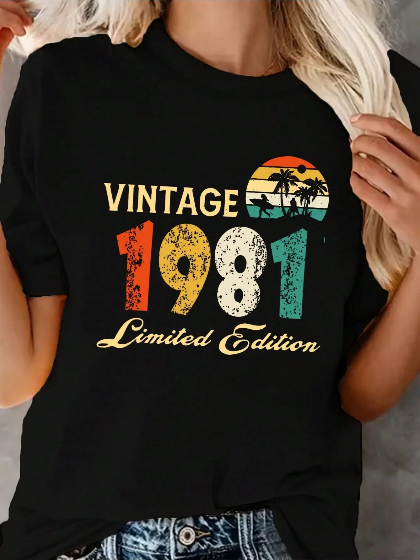 Vintage 1981 Print Crew Neck T-Shirt, Casual Short Sleeve Top For Spring & Summer, Women'S Clothing Print Round Neck Short Sleev
Vintage 1981 Print Crew Neck T-Shirt, Casual Short Sleeve Top For Spring & Summer, Women'S Clothing Print Round Neck Short Sleev