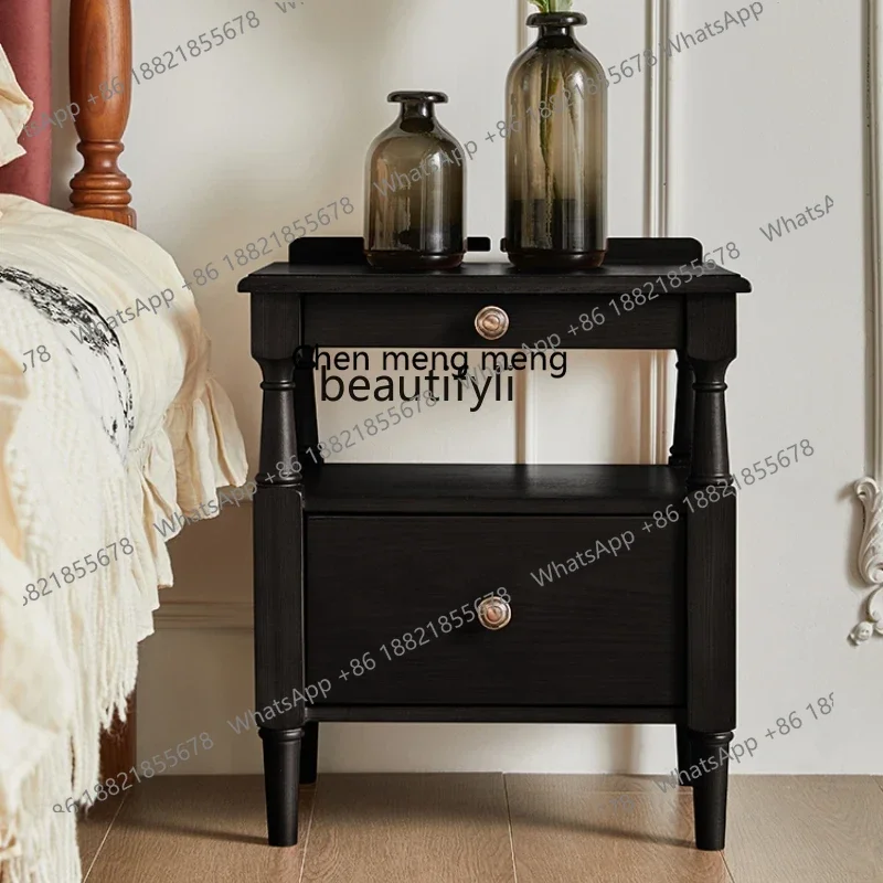 X Bedside Table Small French Retro Bedroom and Household Black Ash Solid Wood American Bedside Storage Cabinet
X Bedside Table Small French Retro Bedroom and Household Black Ash Solid Wood American Bedside Storage Cabinet