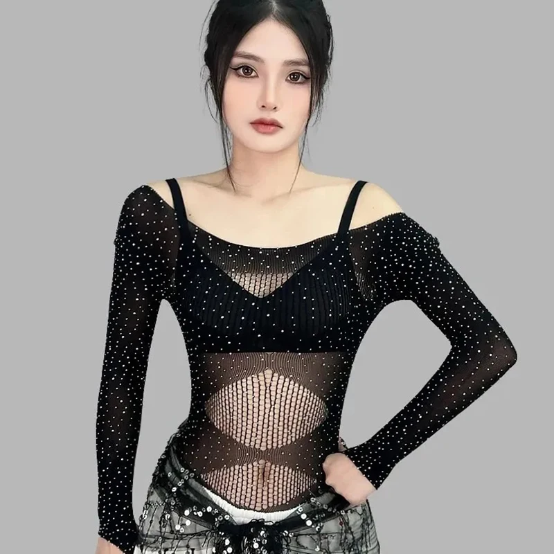 Jazz Hollow Out Sexy Bodysuit Women Hip Hop Drill Harajuku Y2K Pullover Long Sleeve Fashion Korean Skinny See Through Tops
Jazz Hollow Out Sexy Bodysuit Women Hip Hop Drill Harajuku Y2K Pullover Long Sleeve Fashion Korean Skinny See Through Tops
