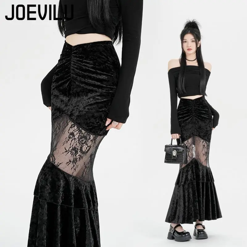 Gothic Black Velvet Mermaid Pencil Skirt Dark Hollow Ankle-Length Bodycon Outfit for Halloween Women's Korean Style Y2k Clothes
Gothic Black Velvet Mermaid Pencil Skirt Dark Hollow Ankle-Length Bodycon Outfit for Halloween Women's Korean Style Y2k Clothes
