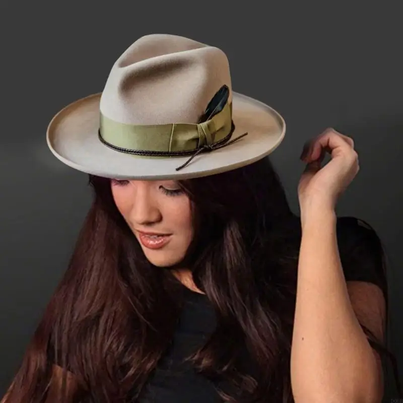 Handcraft Wool Fedoras Hat with Stylish Woven Ribbon and Feathered Great For Everyday Wear And Social Event Gatherings
Handcraft Wool Fedoras Hat with Stylish Woven Ribbon and Feathered Great For Everyday Wear And Social Event Gatherings