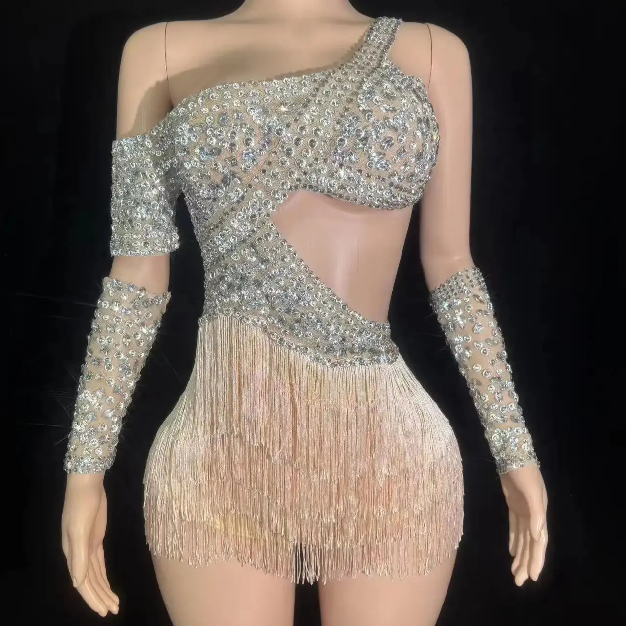 Sparkly Rhinestones Tassels Spandex Dress with Gloves Women Sexy Performance Dance Costume Singer Dancer Stage Wear
Sparkly Rhinestones Tassels Spandex Dress with Gloves Women Sexy Performance Dance Costume Singer Dancer Stage Wear