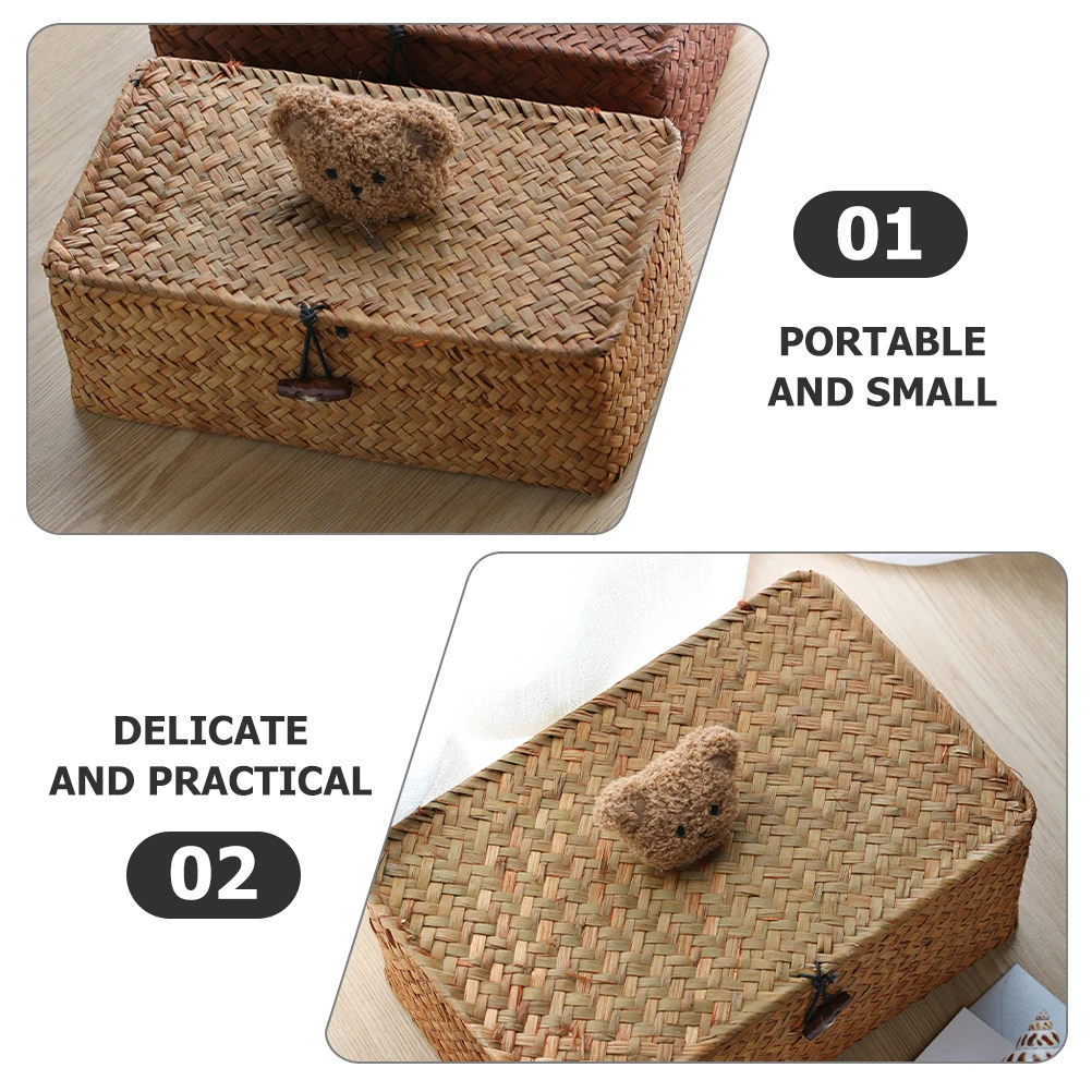 Creative Bear Woven Storage Box Organizer Baskets Lid Keys Wallets Small Orange Rectangular Size Household Decorative Basket 
Creative Bear Woven Storage Box Organizer Baskets Lid Keys Wallets Small Orange Rectangular Size Household Decorative Basket
