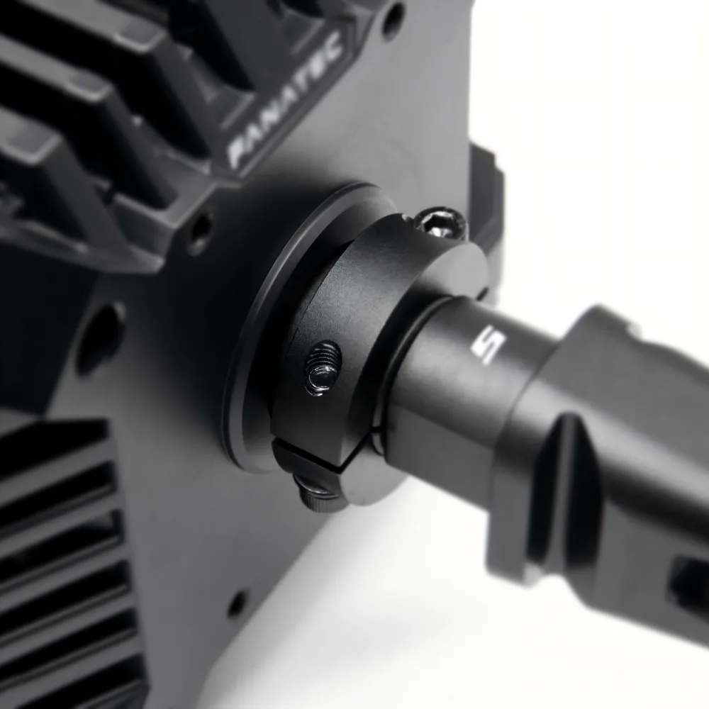 Simube Shaft Clamp For Fanatec Base, featuring aluminum alloy material, CNC machining process, and anodized coloring.
Simube Shaft Clamp For Fanatec Base, featuring aluminum alloy material, CNC machining process, and anodized coloring.