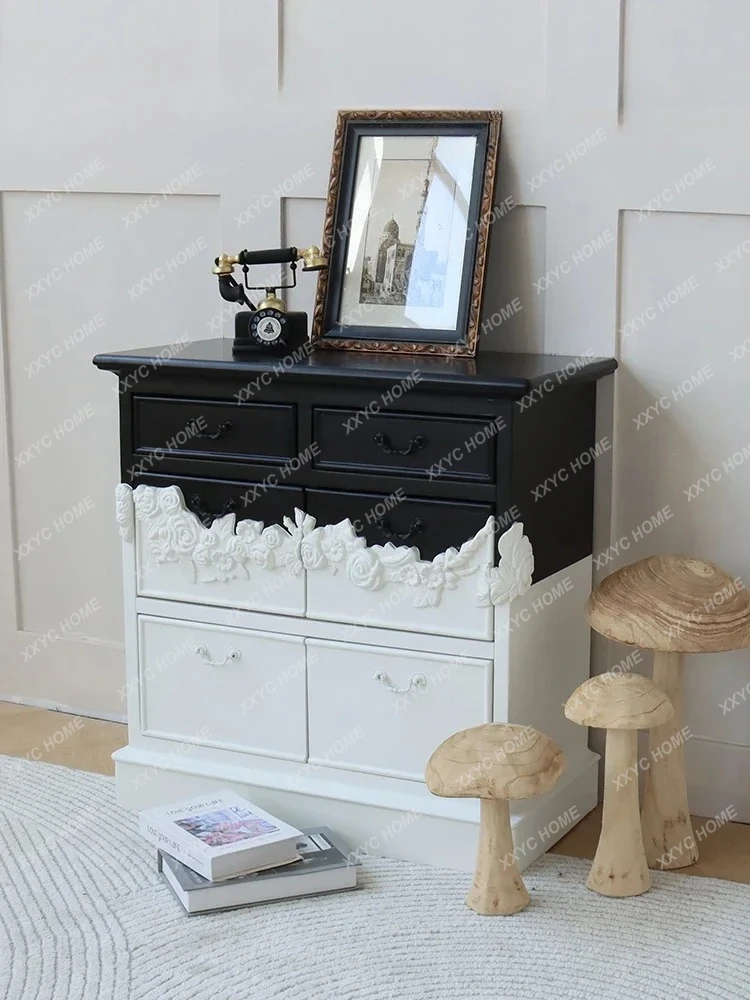 Прикроватный черно-белый шкафчик для спальни, резной персонализированный ящик, входной шкаф, классический дом
Прикроватный черно-белый шкафчик для спальни, резной персонализированный ящик, входной шкаф, классический дом